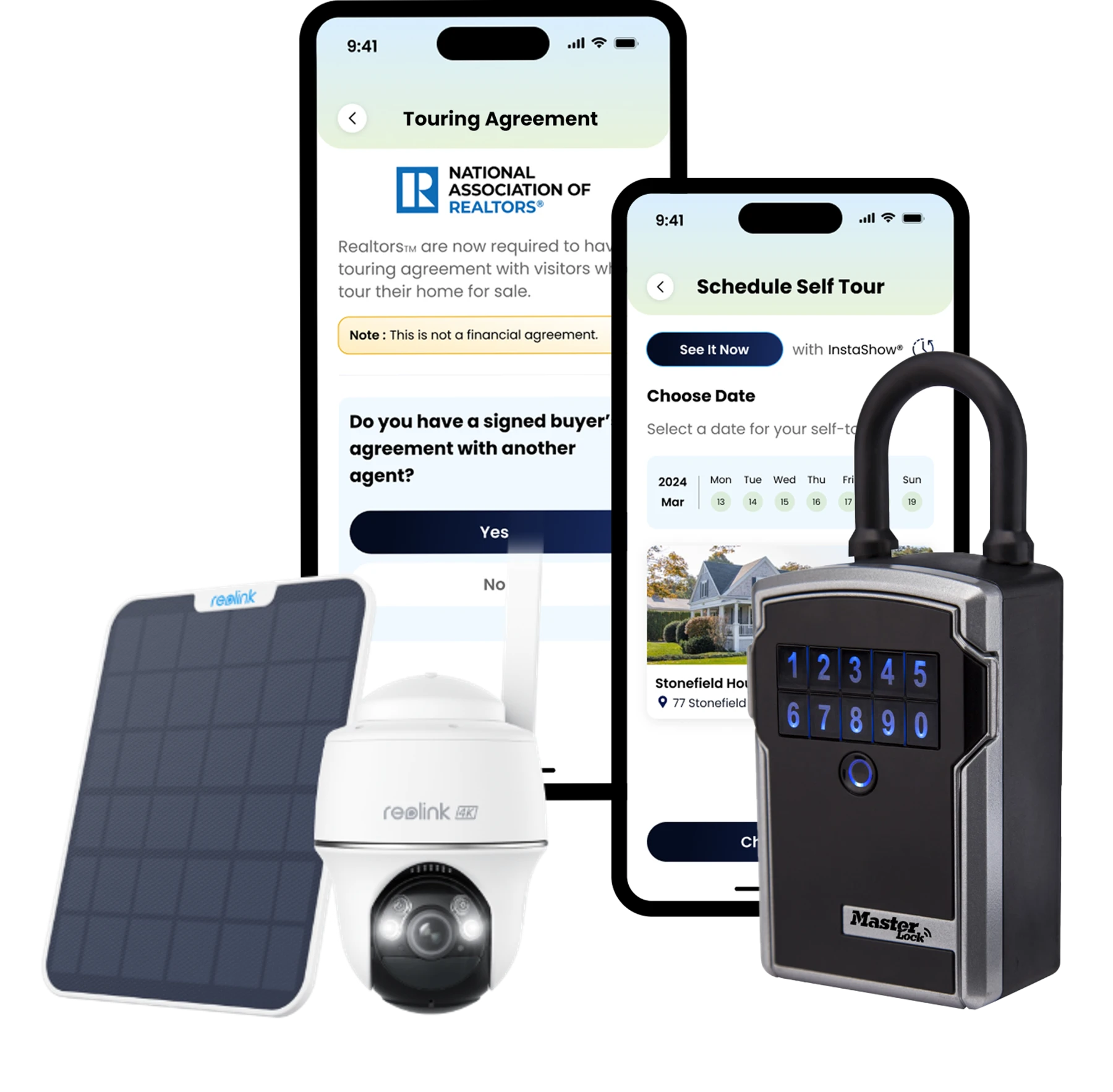 InstaShow+ application with connected camera and lockbox hardware
